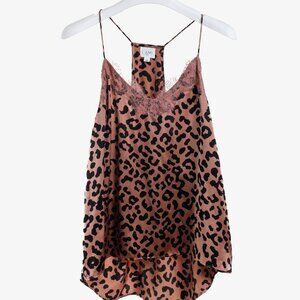 Cami NYC Blush Black Leopard Print Racer Lace Cami